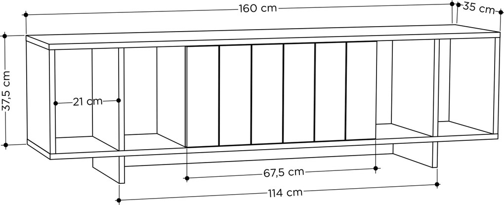 TV stolík Houseland Zitano dub prírodný/čierny