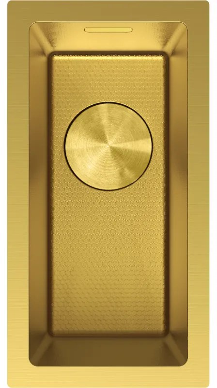 Mexen Trixo, 1-komorový nerezový drez 230 x 440 mm, brúsená zlatá, vzor voština, 6411221000-55HC