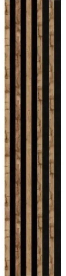 Akustické dekoračné lamely, dub wotan 3D lamely na filcovom podkladu, rozměr 250 x 30 cm, IMPOL TRADE