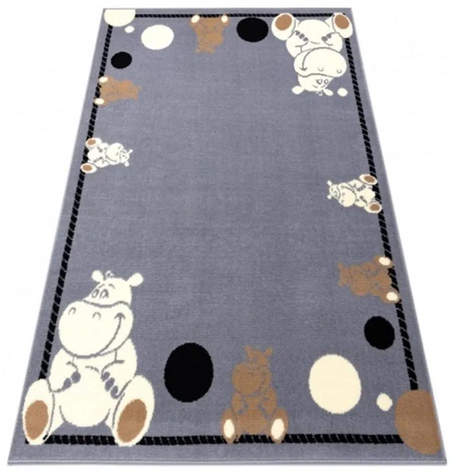 Detský kusový koberec PP Hippo šedý 160x220cm