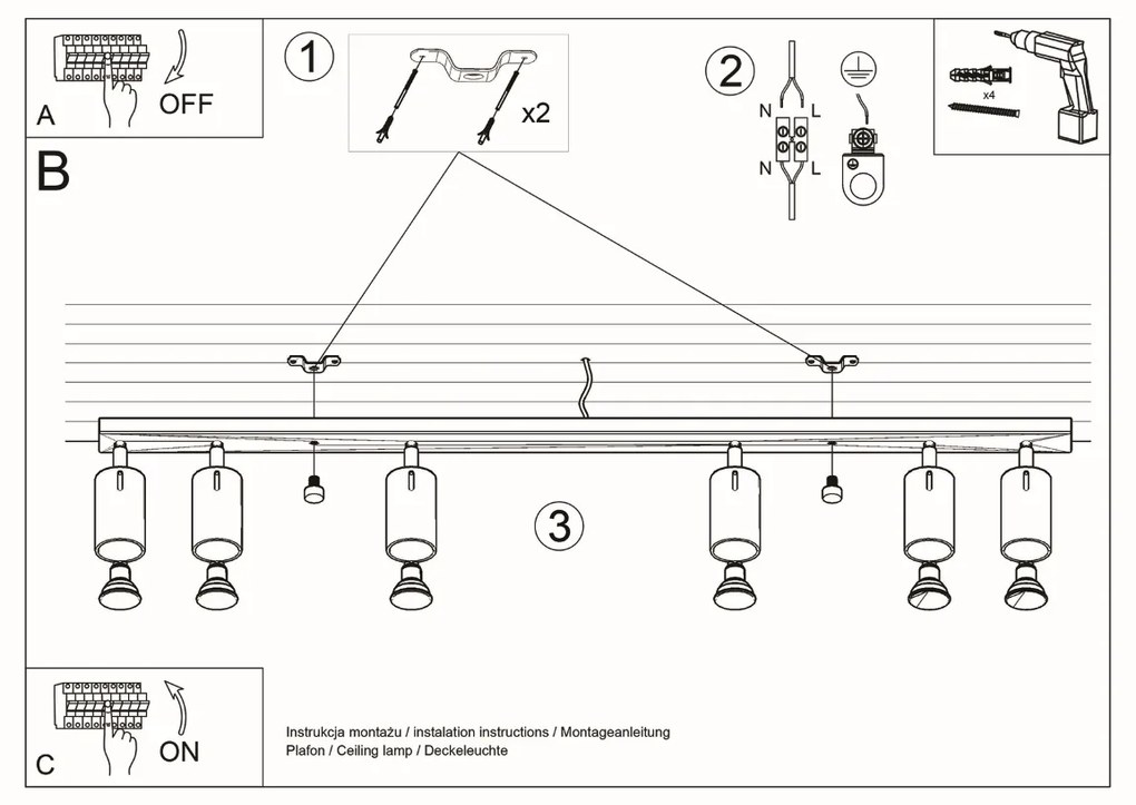 Stropné svietidlo RING 6L chróm