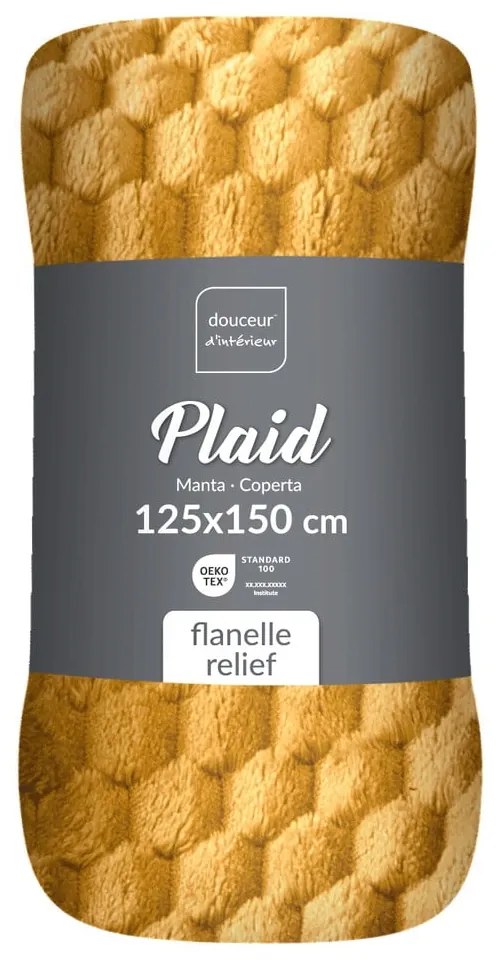 Okrovožltá deka z mikroflanelu 125x150 cm Mini Frosty – douceur d'intérieur