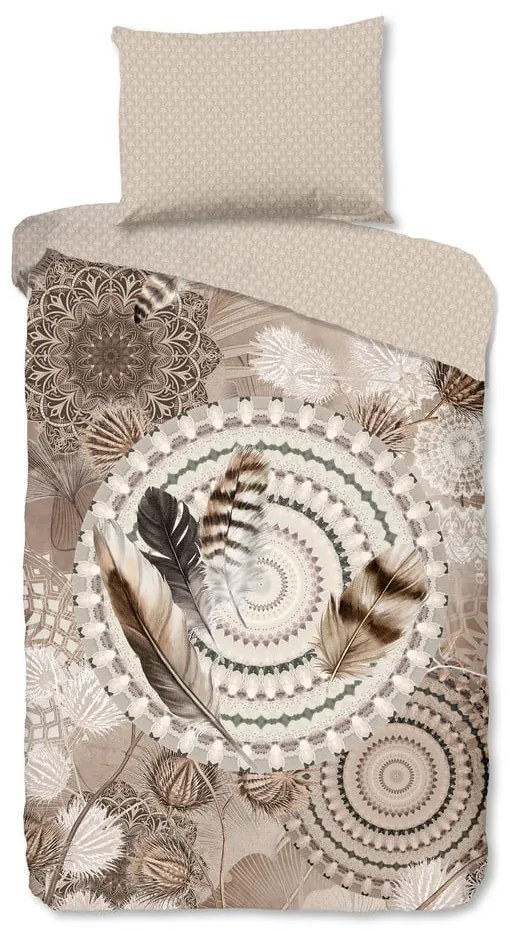 Hnedé flanelové obliečky na jednolôžko 140x200 cm Ringhda – HIP