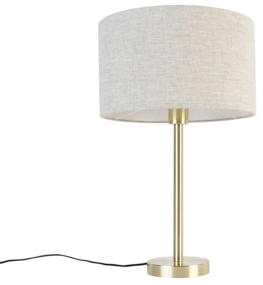 Klasická stolová lampa mosadzná so svetlosivým tienidlom 35 cm - Simplo