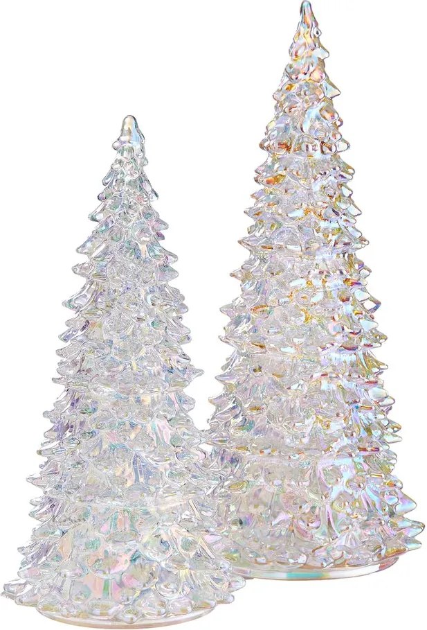 CRYSTAL LED Jedľa sklenená 22 cm - strieborná