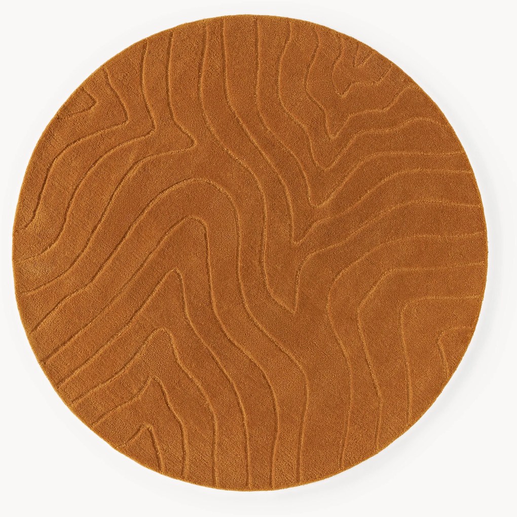 Okrúhly ručne tuftovaný vlnený koberec Aaron