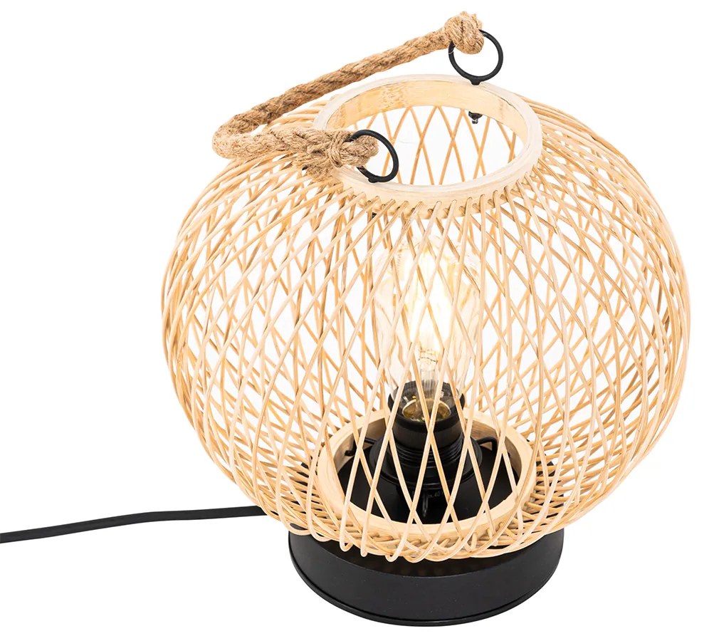 Rustikálna stolná lampa na vonkajšie použitie z ratanu - Calamus