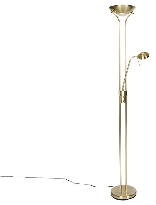 Moderná stojaca lampa mosadz s lampou na čítanie vrátane LED Dim to Warm - Diva