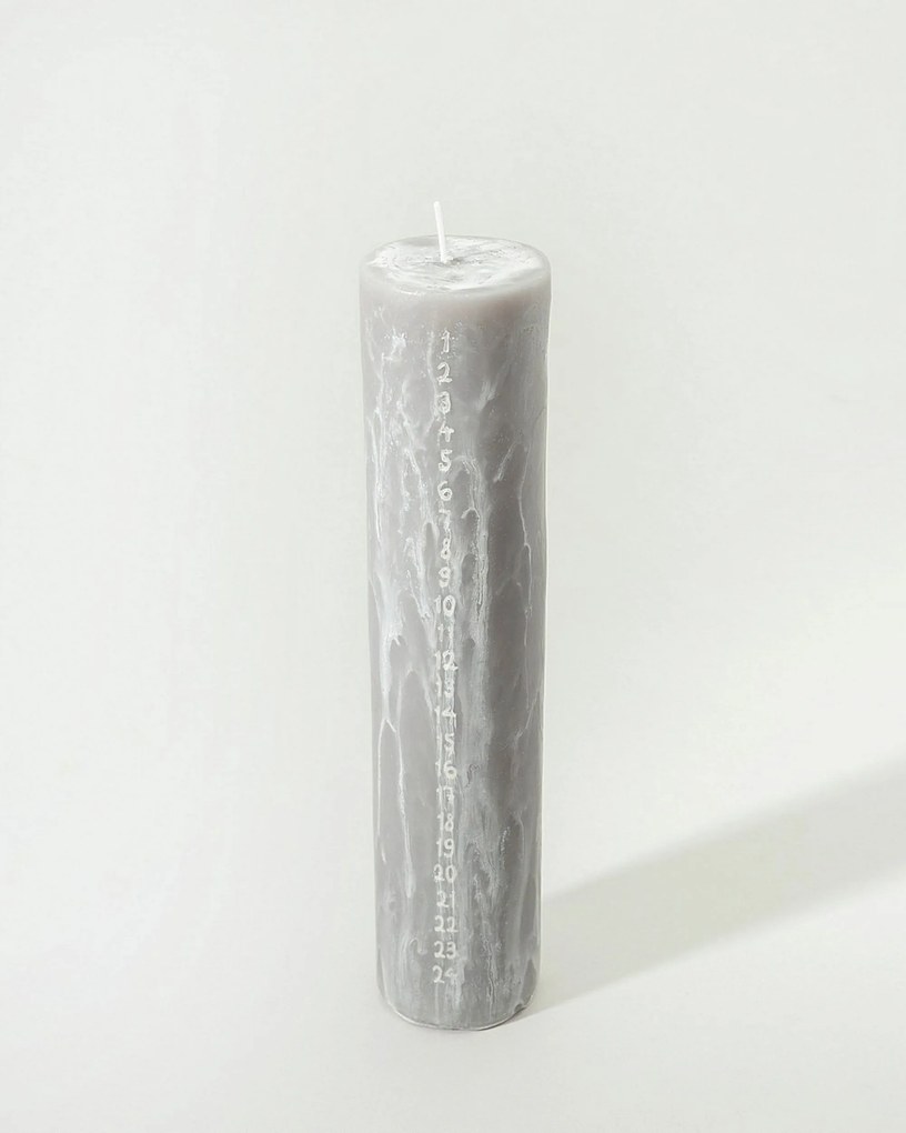 Sivá adventná sviečka 25 cm