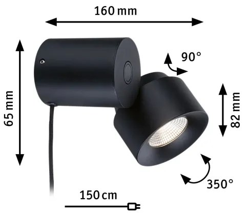 Paulmann 79776 - LED/3W Stmievateľné nástenné svítidilo 2v1 PURIC PANE 230V