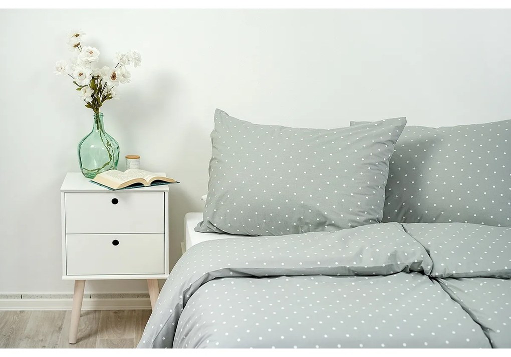 Stanex Bavlnené obliečky Sivá bodka, 140 x 220 cm, 70 x 90 cm