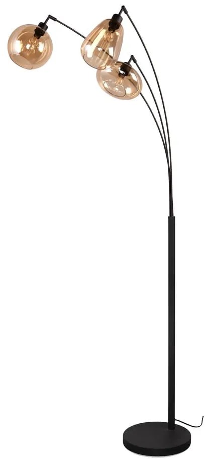 Čierno-oranžová stojacia lampa so skleneným tienidlom (výška 200 cm) Lumina – Trio