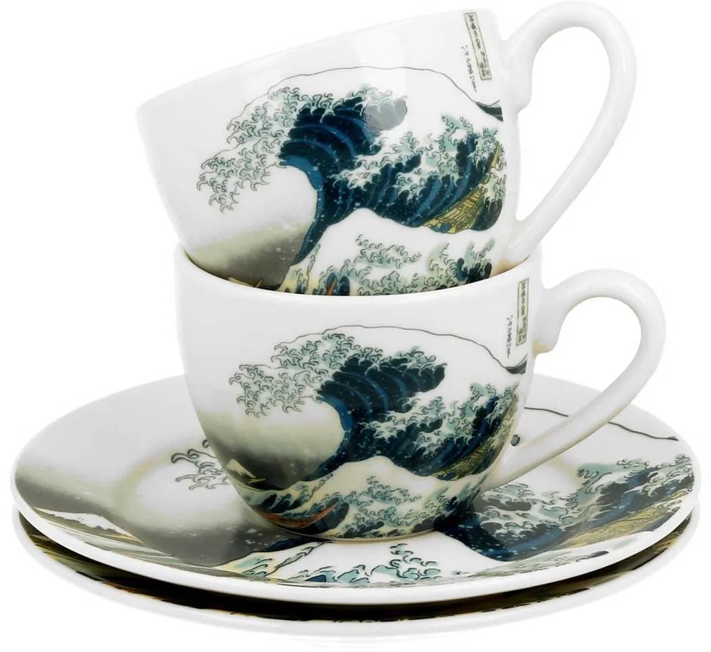 Duo Porcelánová šálka s podšálkou Hokusai The Great Wave 90 ml sada 2ks