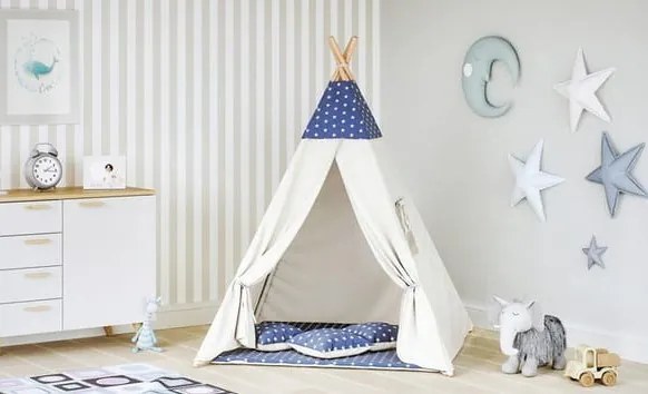 Detský stan Tipi hviezdy granát/béžový
