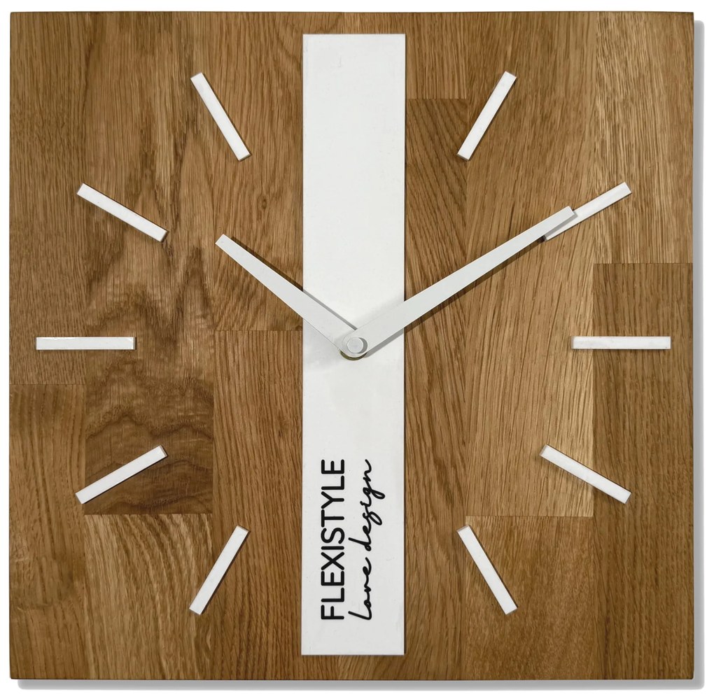 Dekorstudio Elegantné drevené hodiny DUB klasik SQ 30cm - biele