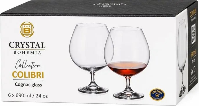 Crystal Bohemia Poháre na koňak Colibri 690 ml 6 ks