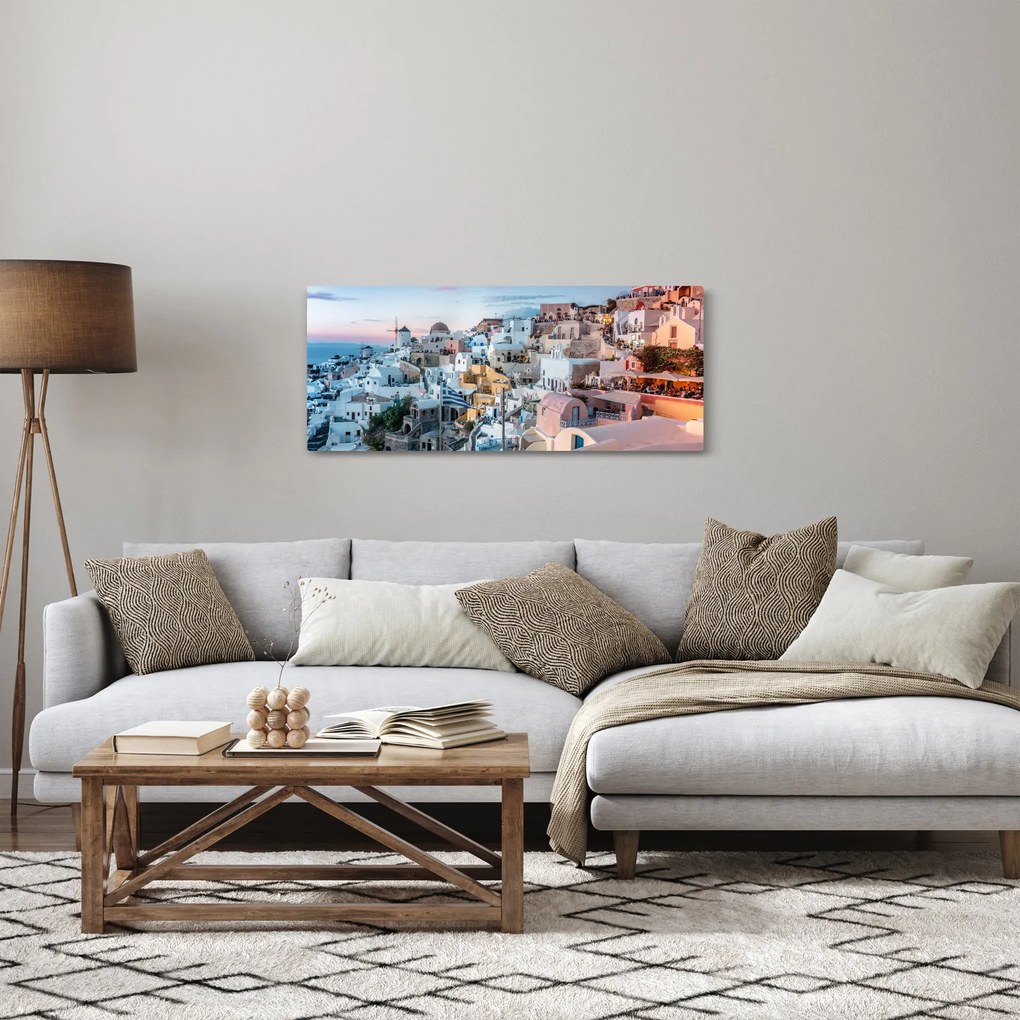 Obraz - Súmrak v Santorini (120x50 cm)