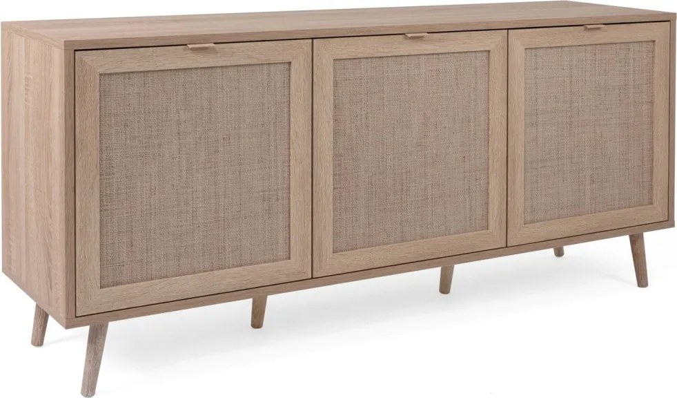 Široká skrinka 3-dverová Bali, dub sonoma/výplet