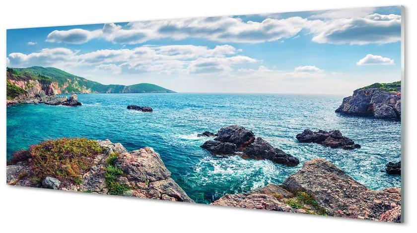 Obraz na akrylátovom skle Grécko morské hory 120x60 cm