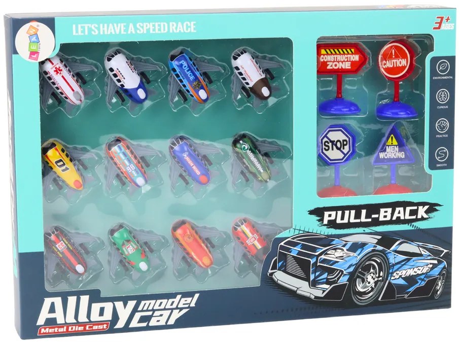 LEAN TOYS Sada automobilových lietadiel 5 cm – 12kusov