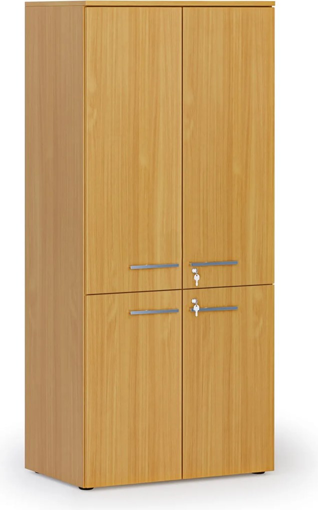 Kancelárska policová skriňa PRIMO WOOD, polené dvere, 800 x 500 x 1781 mm, buk
