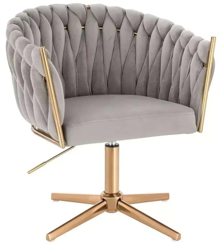 LuxuryForm DESIGN Stolička NORDEN VELUR na zlatom kríži - svetlosivá
