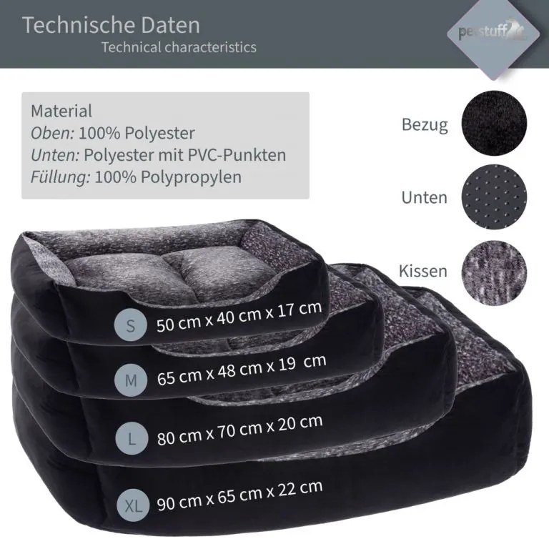 Petstuff pelech pre psa, veľkosť XL, 90 x 65 x 22 cm, čierny