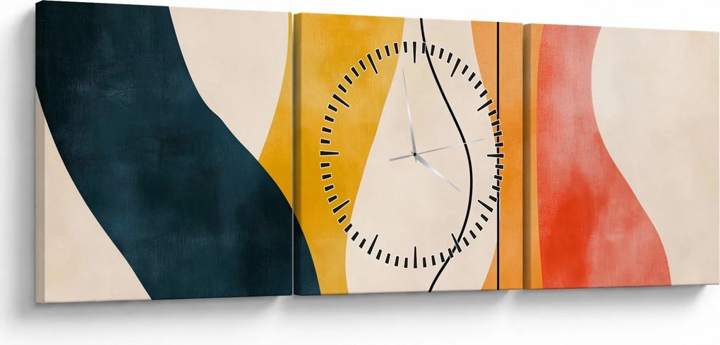 Obraz - Minimalistická farebná ilustrácia II. (s hodinami) (90x30 cm)