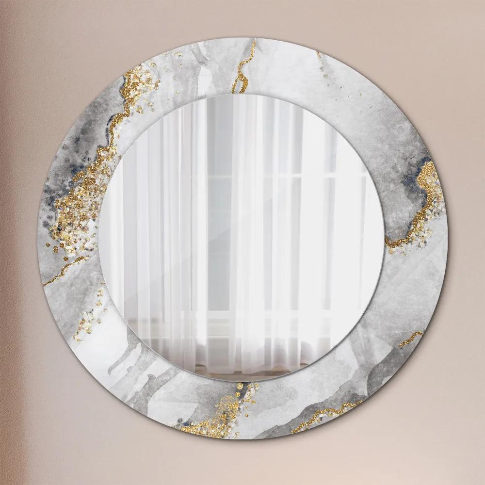 Okrúhle dekoračné zrkadlo s motívom Biele mramorové zlato fi 50 cm