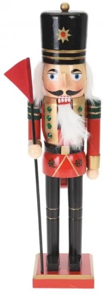 Luskáčik v červeno-zelenom oblečení so zástavou 38 cm