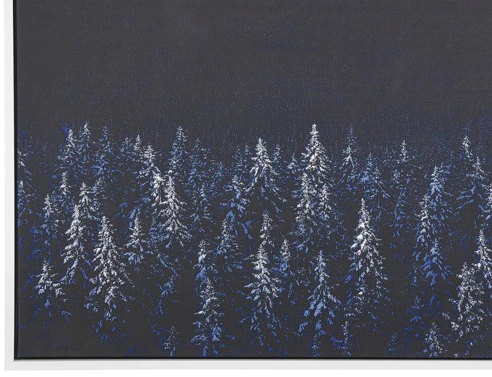 Nástenná maľba na plátne v ráme nočná krajina 63 x 93 cm modrá / čierna LORETO Beliani