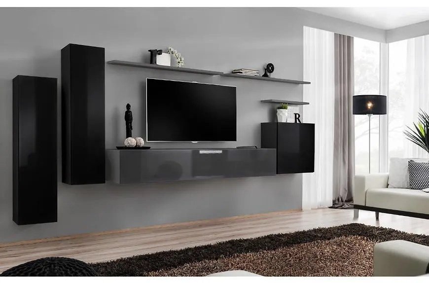 Obývacia stena Switch I Čierna /Grafit