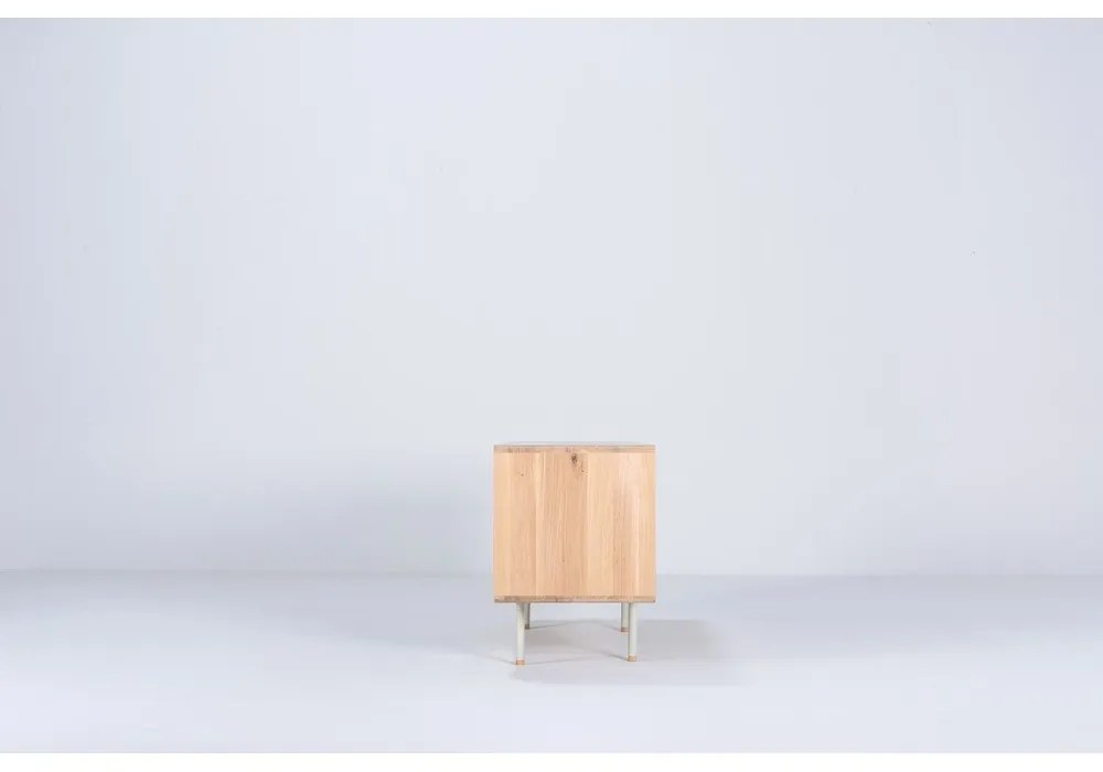 TV stolík z dubového dreva v bielo-prírodnej farbe 150x64 cm Fina – Gazzda