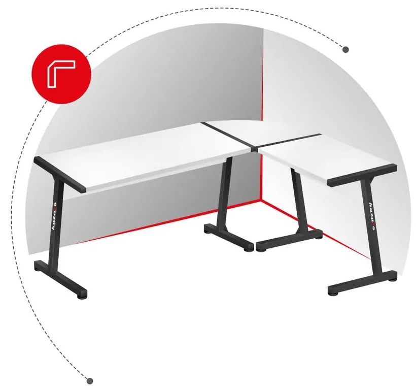 Huzaro Rohový herný stôl Hero 6.0 - černá