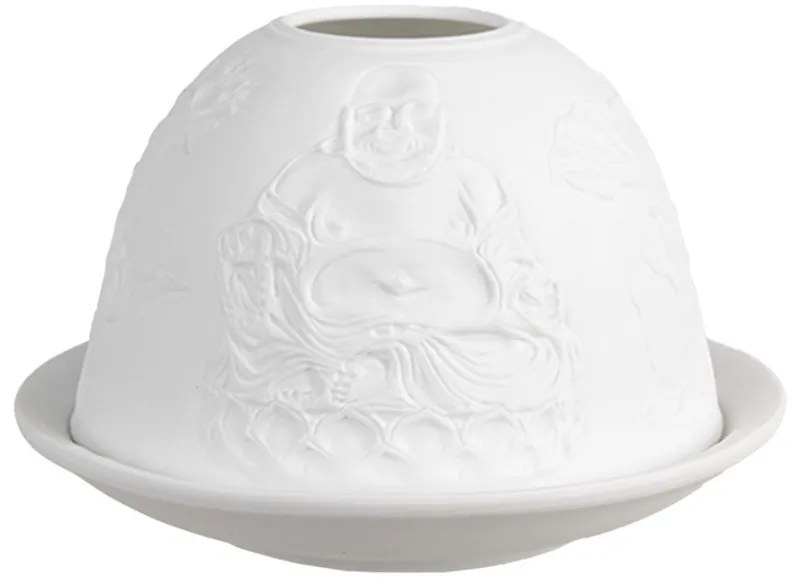 Biely porcelánový svietnik Paollo na čajovú sviečku Budha - Ø 12*8 cm