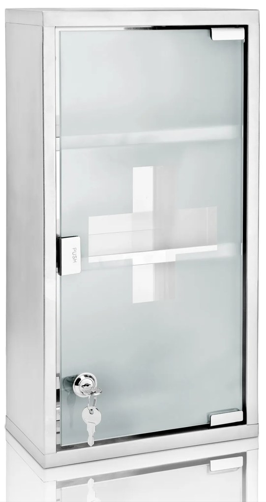 Nástenná lekárnička SAVE, 25x12x48,5cm, strieborná Monzana