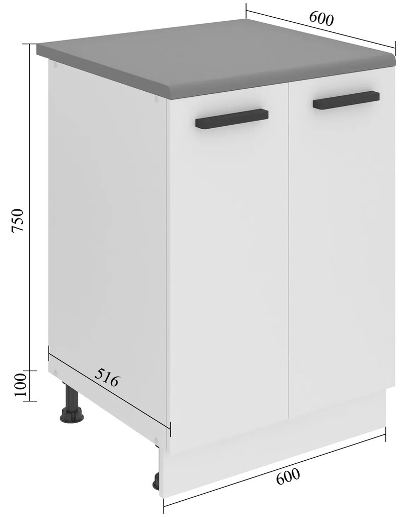 Kuchynská skrinka Belini Premium Full Version spodná 60 cm šedý mat s pracovnou doskou