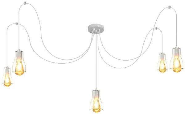 Luster na lanku TUBE LONG 5xE27/10W/230V biela