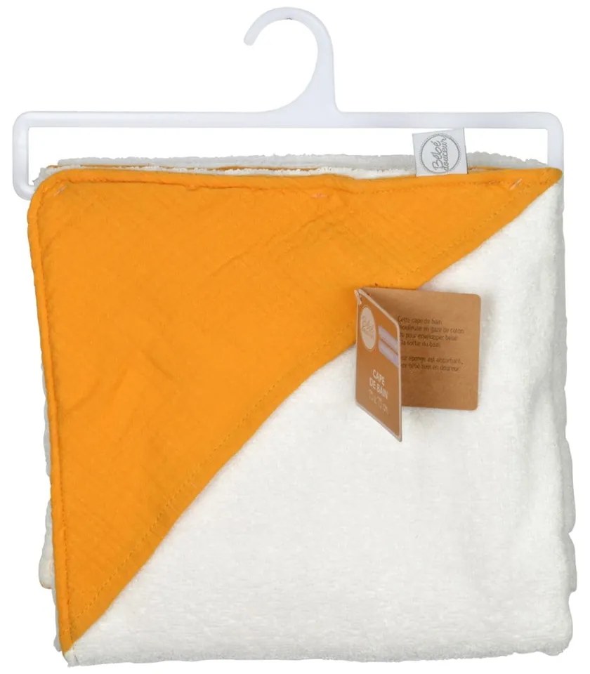 Žltá mušelínová detská osuška s kapucňou 75x75 cm – Bébé Douceur