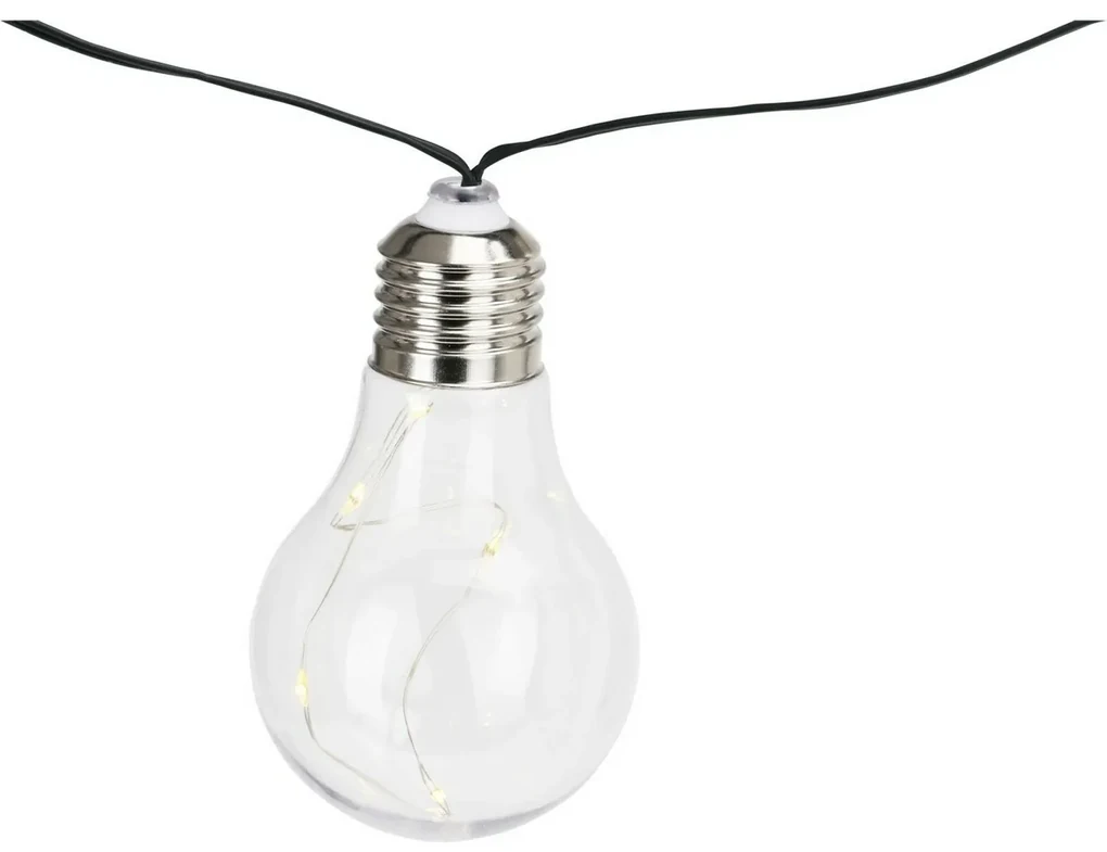 ProGarden Solárna reťaz Žiarovky číra, 2 m, 10 x 5 LED, teplá biela