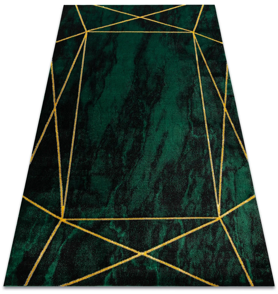 Koberec EMERALD exkluzívny 1022 glamour, štýlový geometrický zeleno / zlatý