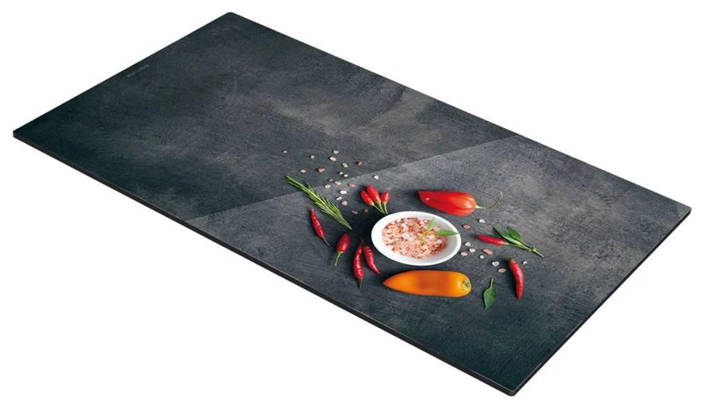 Tescoma Sklenená odkladacia doska na sporák ONLINE 30 x 52 cm, soľ a chilli