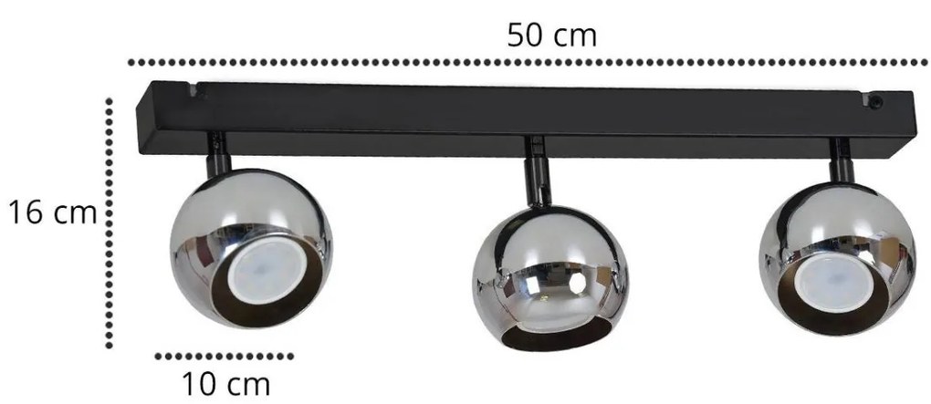 Bodové svietidlo Oxford, 3x chrómové kovové tienidlo, (výber z 2 farieb konštrukcie - možnosť polohovania)