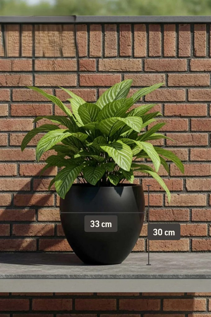 Okrúhly kvetináč PLUTO, sklolaminát, výška 30 cm, antracit