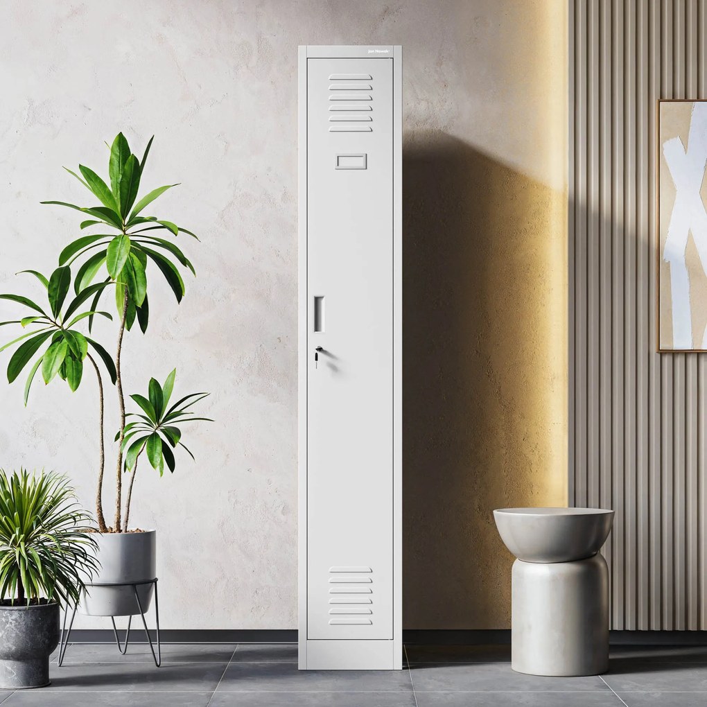Úzka šatníková skrinka s 1 dverami sivá, 300x1800x500 mm: KACPER II Plus