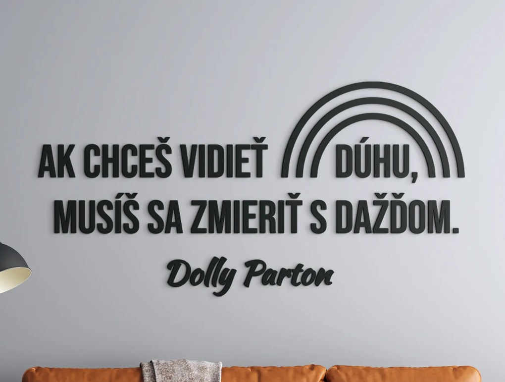 drevko Motivačný citát na stenu Ak chceš vidieť dúhu Rozmer obrazu: 40 x 81,5 cm, Farba dekorácie: Čierna