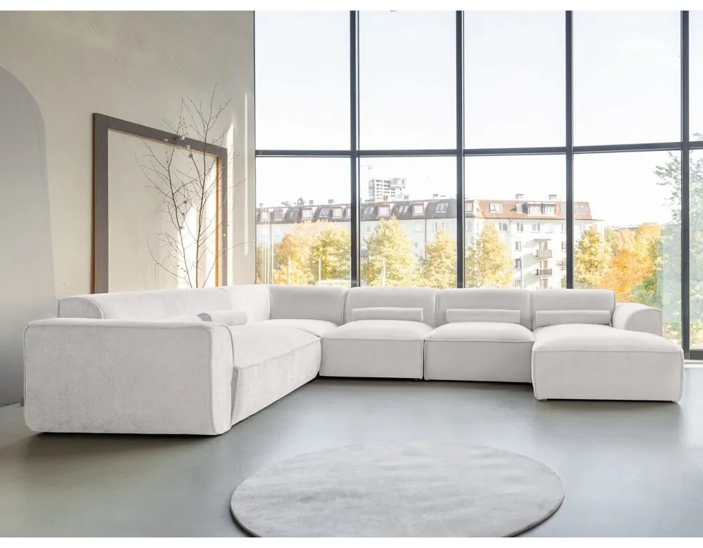 Krémovobiela rohová pohovka (ľavý roh/do tvaru "U") Flex Felix – Miuform