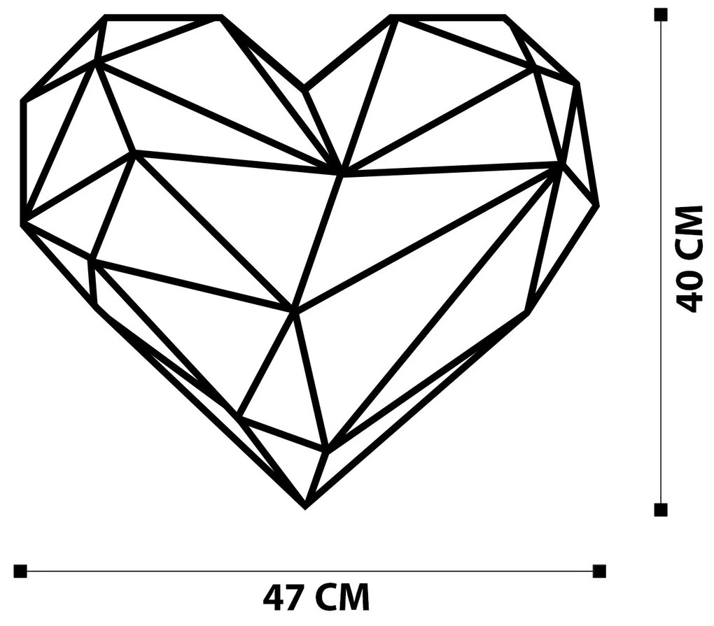 Nástěnná kovová dekorace Heart I černá