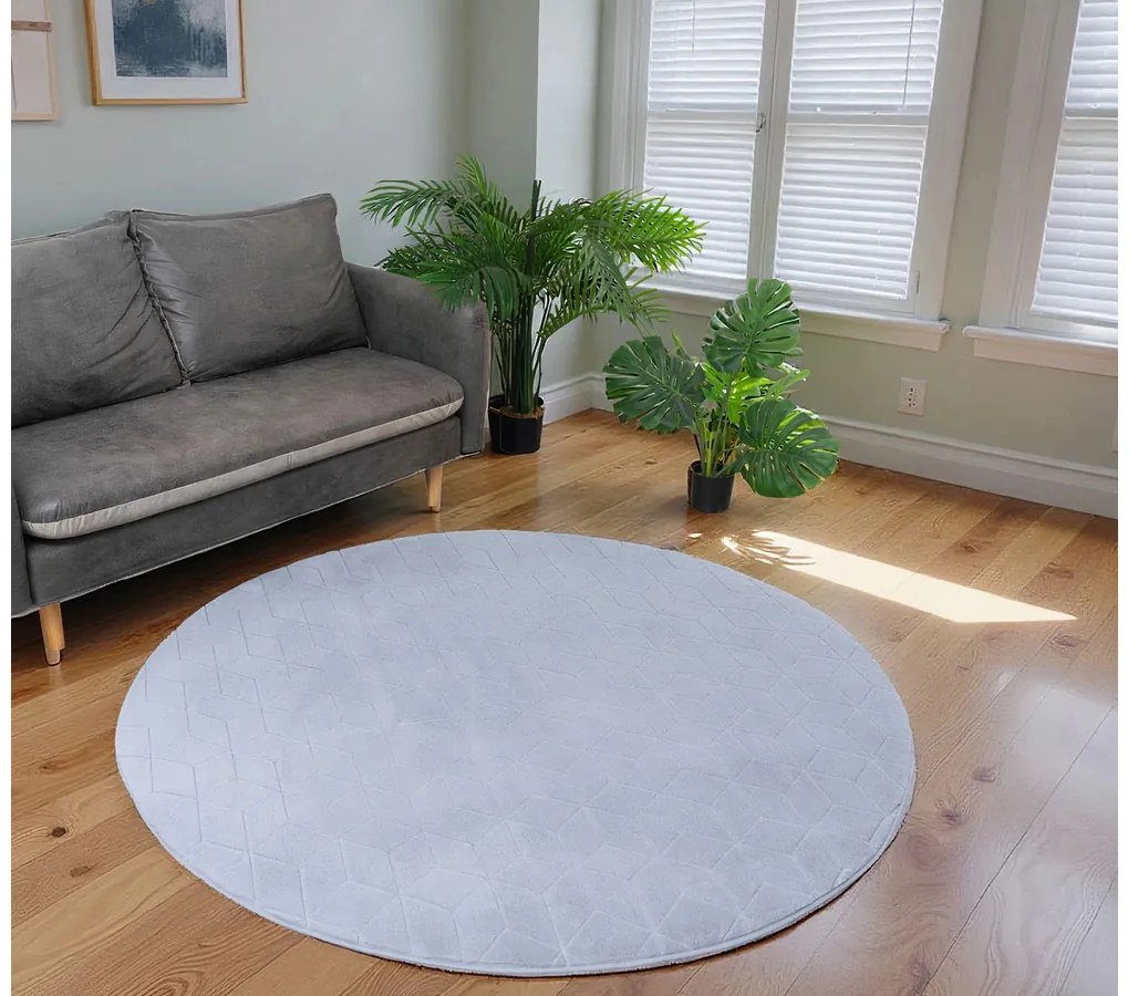 TZ Sivý okrúhly koberec 3D Rabbit Rozmer: 200 cm