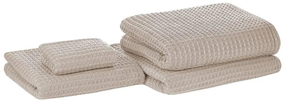 Sada 4 bavlnených uterákov béžová AREORA Beliani
